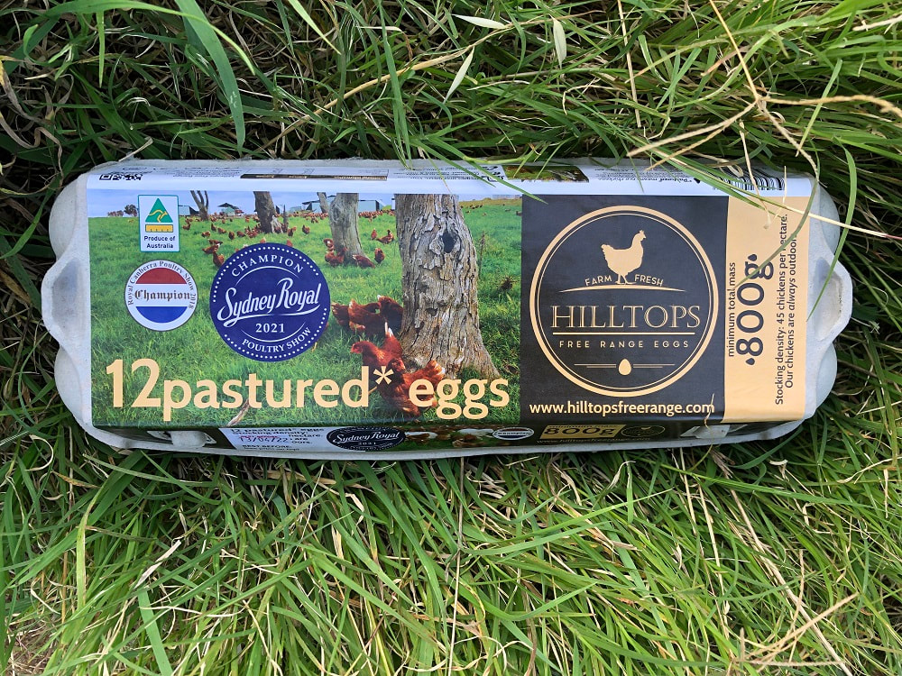 Hilltops Eggs pastured eggs 800g dozen package